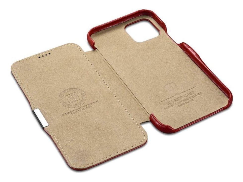 Knížkové pouzdro pro iPhone 11 - iCarer, Vintage Red 01.19.RIX1108-RD