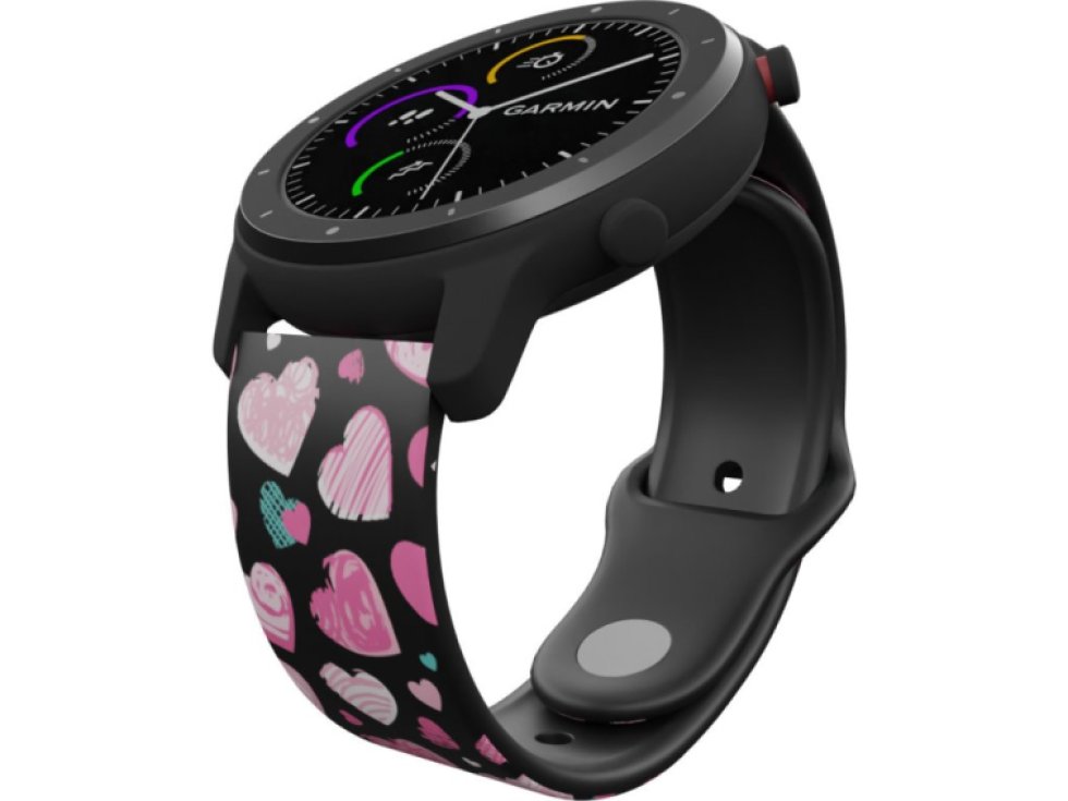 RŮŽOVÁ A MODRÁ SRDÍČKA řemínek 22 mm