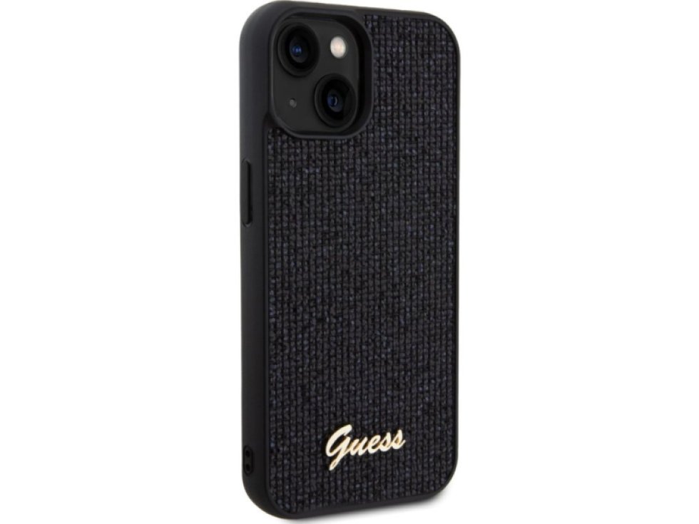 Ochranný kryt na iPhone 15 - Guess, Square Mirror Script Logo Black GUHCP15SPMSDGSK
