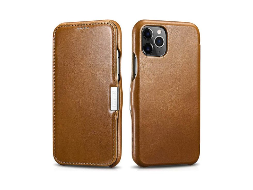 Knížkové pouzdro pro iPhone 11 Pro - iCarer, Vintage Khaki 01.19.RIX1107-GG