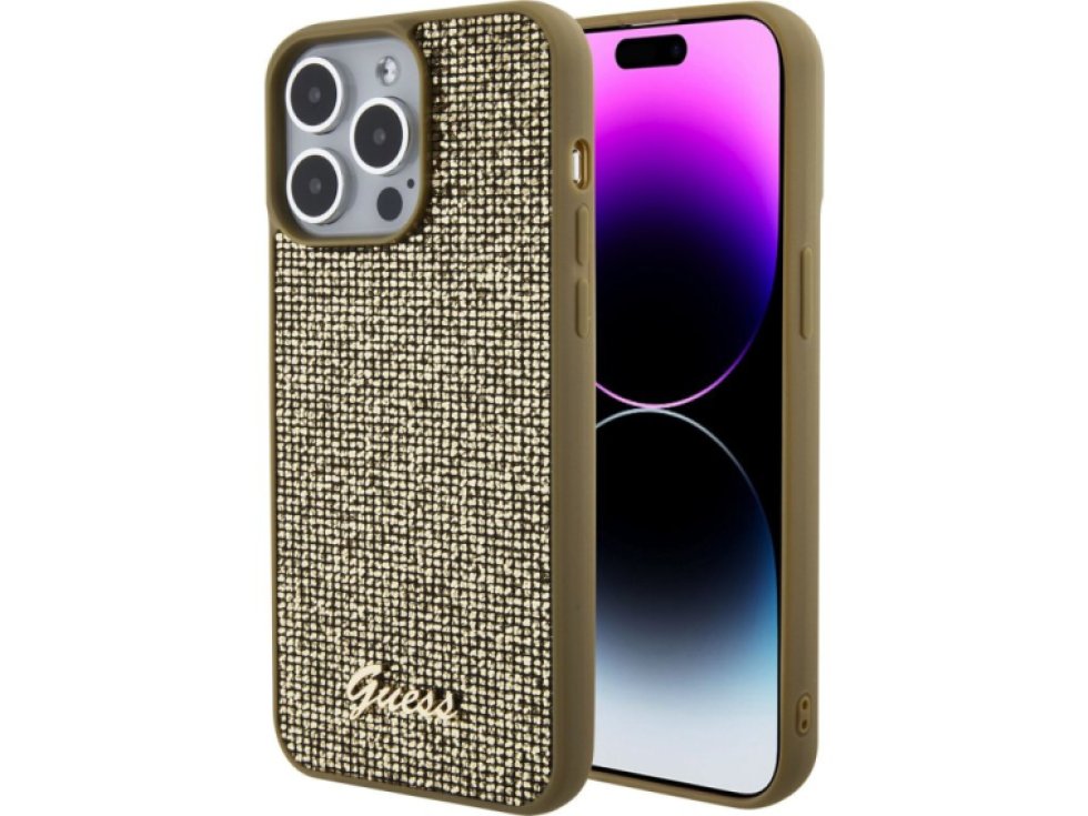 Ochranný kryt na iPhone 15 Pro MAX - Guess, Square Mirror Script Logo Gold GUHCP15XPMSDGSD