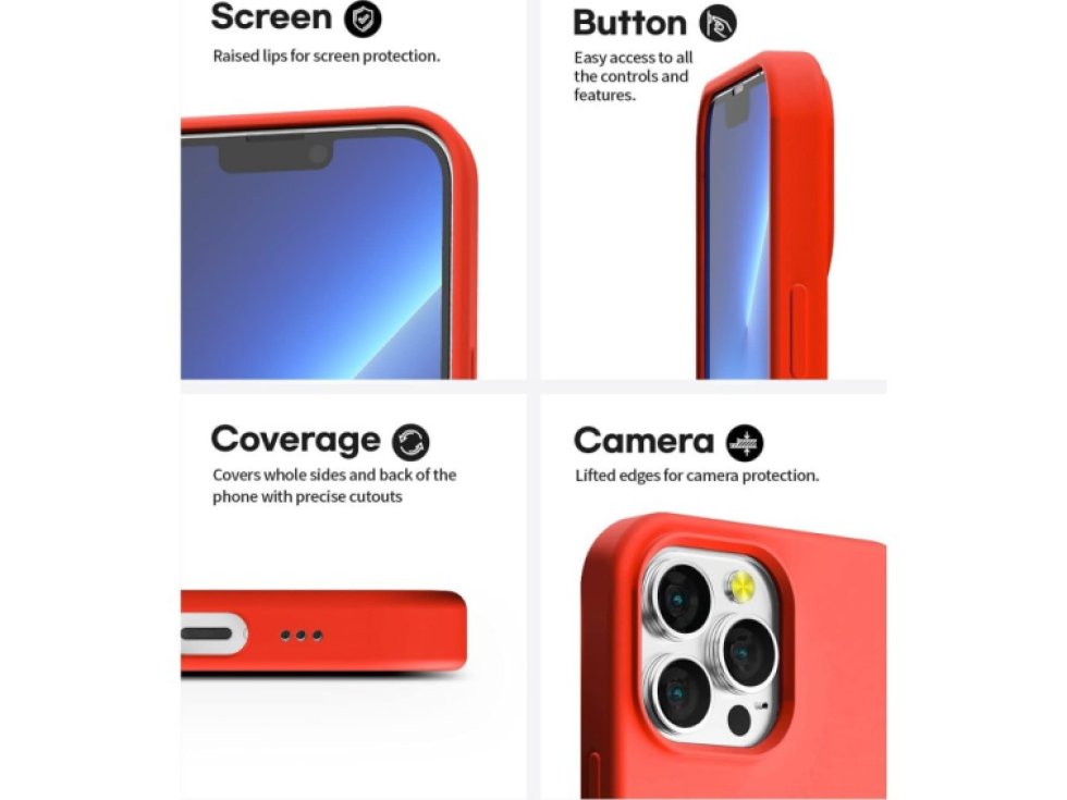 Ochranný kryt pro iPhone 13 Pro MAX - Mercury, Silicone Red