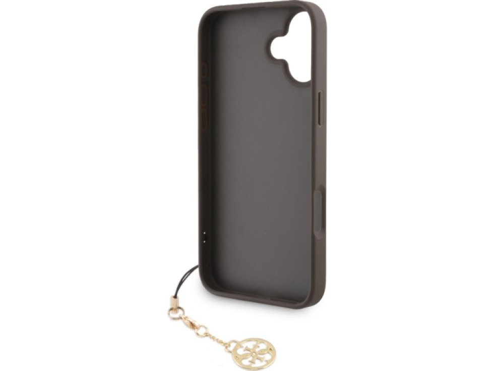 Ochranný kryt na iPhone 16 PLUS - Guess, 4G Charm Brown GUHCP16MGF4GCW
