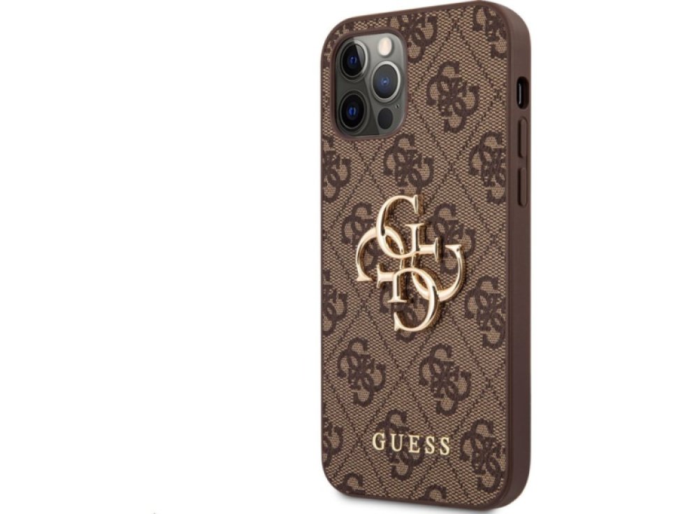 Ochranný kryt pro iPhone 12 / 12 Pro - Guess, 4G Logo Back Brown GUHCP12M4GMGBR