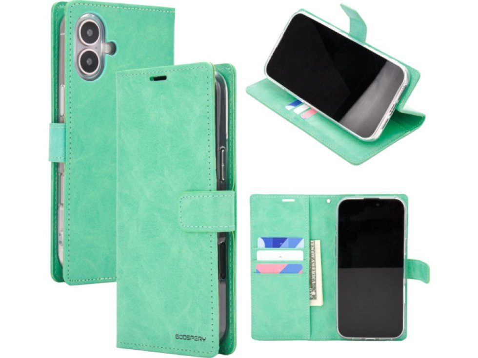 Ochranné pouzdro na iPhone 16 PLUS - Mercury, Bluemoon Diary Mint