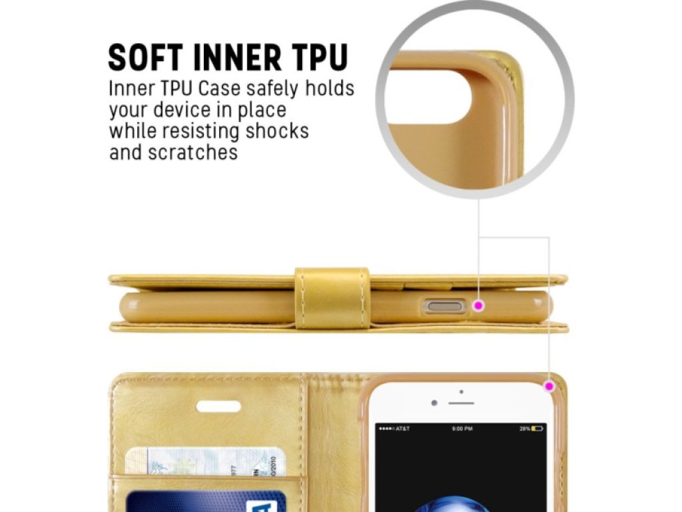 Pouzdro / kryt pro iPhone 7 Plus / 8 Plus - Mercury, Bluemoon Diary Gold