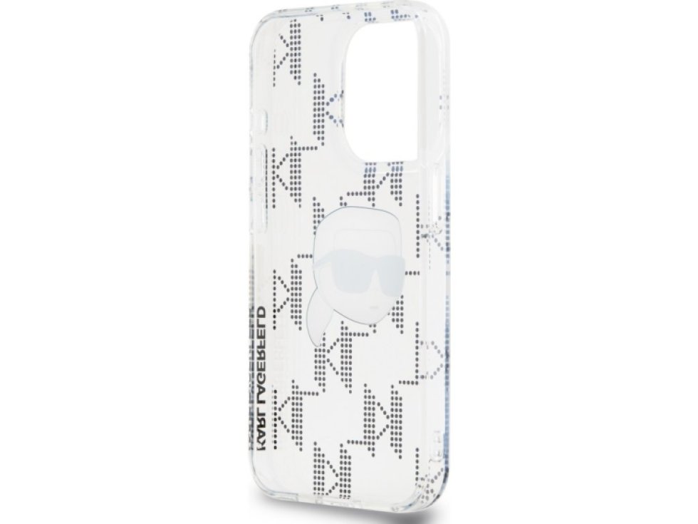 Ochranný kryt na iPhone 15 Pro MAX - Karl Lagerfeld, IML Electroplated Karl Head Transparent KLHCP15XHKLPKHT