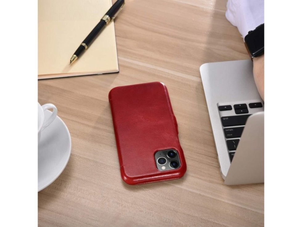 Knížkové pouzdro pro iPhone 11 - iCarer, Vintage Red 01.19.RIX1108-RD