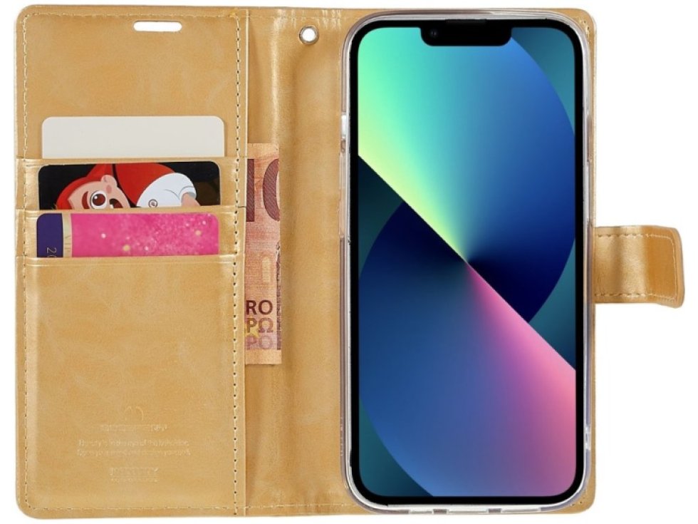 Ochranné pouzdro pro iPhone 14 - Mercury, Bluemoon Diary Gold