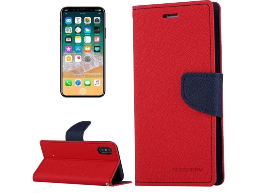 Pouzdro / kryt pro iPhone XS / X - Mercury, Fancy Diary RED/NAVY