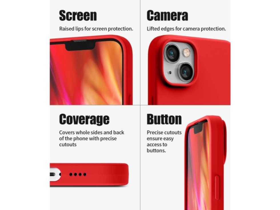 Ochranný kryt pro iPhone 14 PLUS - Mercury, Silicone Red