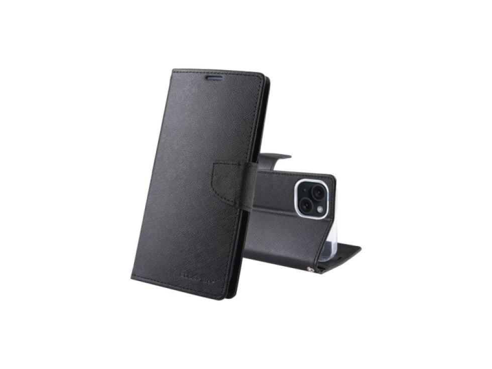 Pouzdro na iPhone 15 PLUS - Mercury, Fancy Diary Black/Black