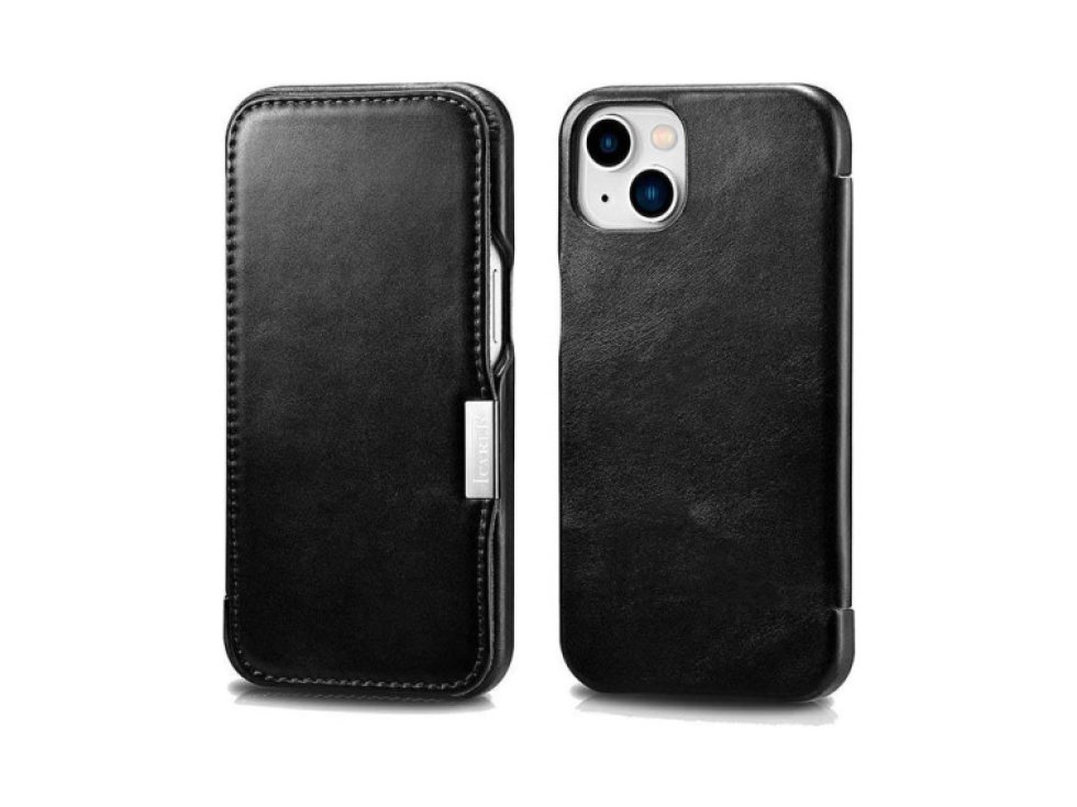 Knížkové pouzdro pro iPhone 13 mini - iCarer, Vintage Black 01.21.RIX1305-BK