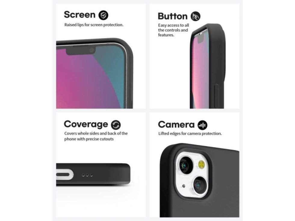 Ochranný kryt pro iPhone 13 - Mercury, Silicone Black