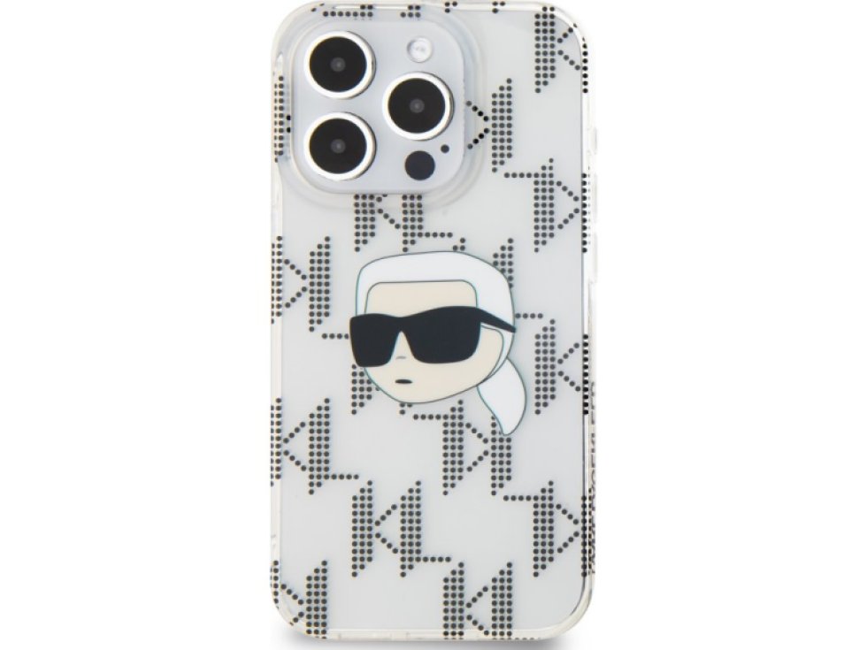 Ochranný kryt na iPhone 15 Pro - Karl Lagerfeld, IML Electroplated Karl Head Transparent KLHCP15LHKLPKHT
