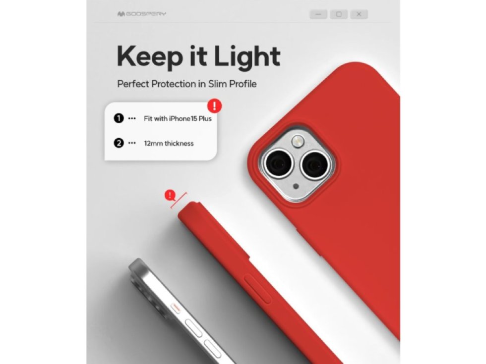 Ochranný kryt na iPhone 15 PLUS - Mercury, Silicone Red