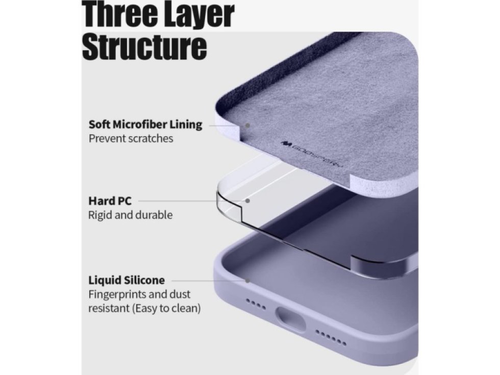 Ochranný kryt pro iPhone 14 PLUS - Mercury, Silicone Lavender Gray