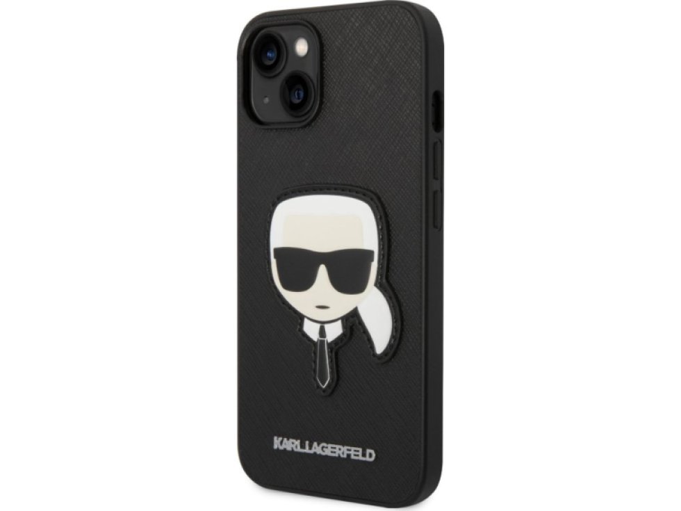 Ochranný kryt pro iPhone 14 PLUS - Karl Lagerfeld, Saffiano Karl Head Black KLHCP14MSAPKHK