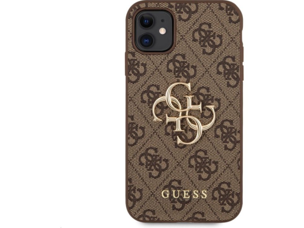 Ochranný kryt na iPhone 11 - Guess, 4G Logo Back Brown GUHCN614GMGBR