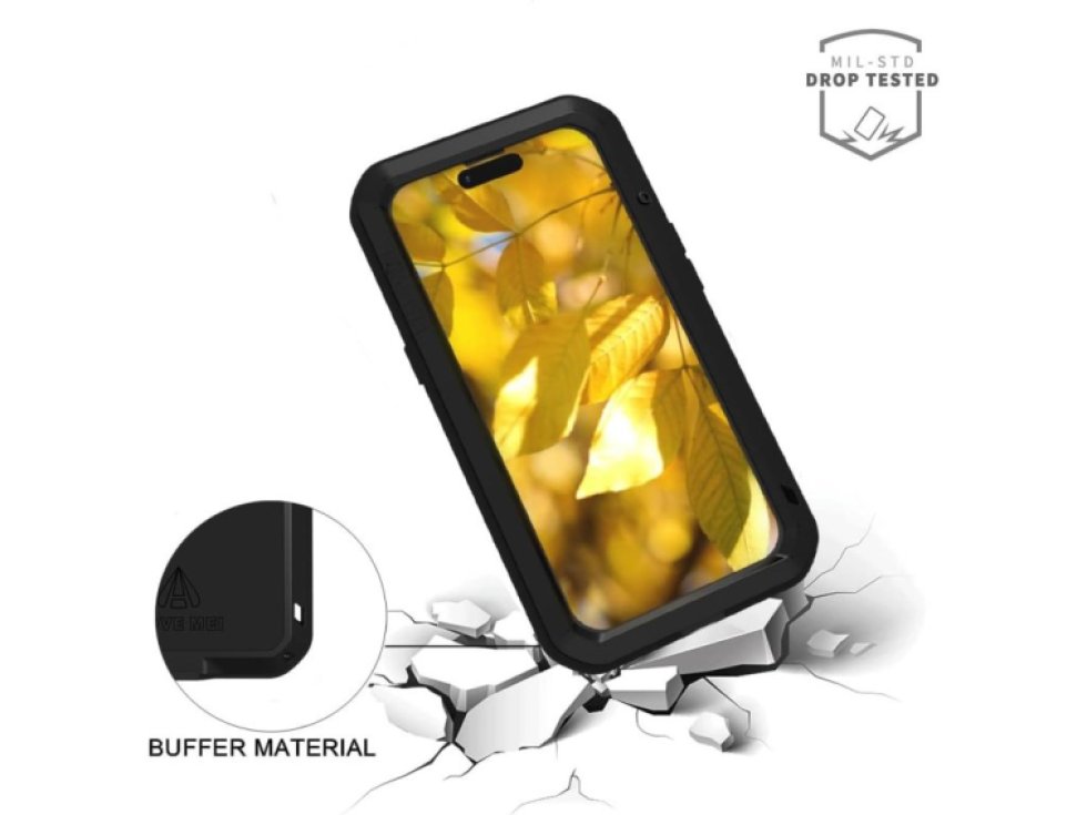 Ochranný kryt na iPhone 15 Pro MAX - LOVE MEI, Powerful Black