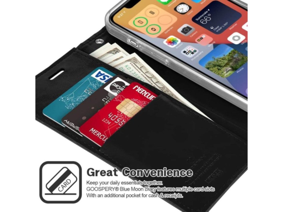 Knížkové pouzdro na iPhone 12 mini - Mercury, Bluemoon Diary Black