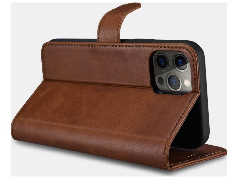 Kožené pouzdro na iPhone 12 Pro MAX - iCarer, Crazy Horse 2in1 with RFID Coffee 11.01.WMI1208-CO