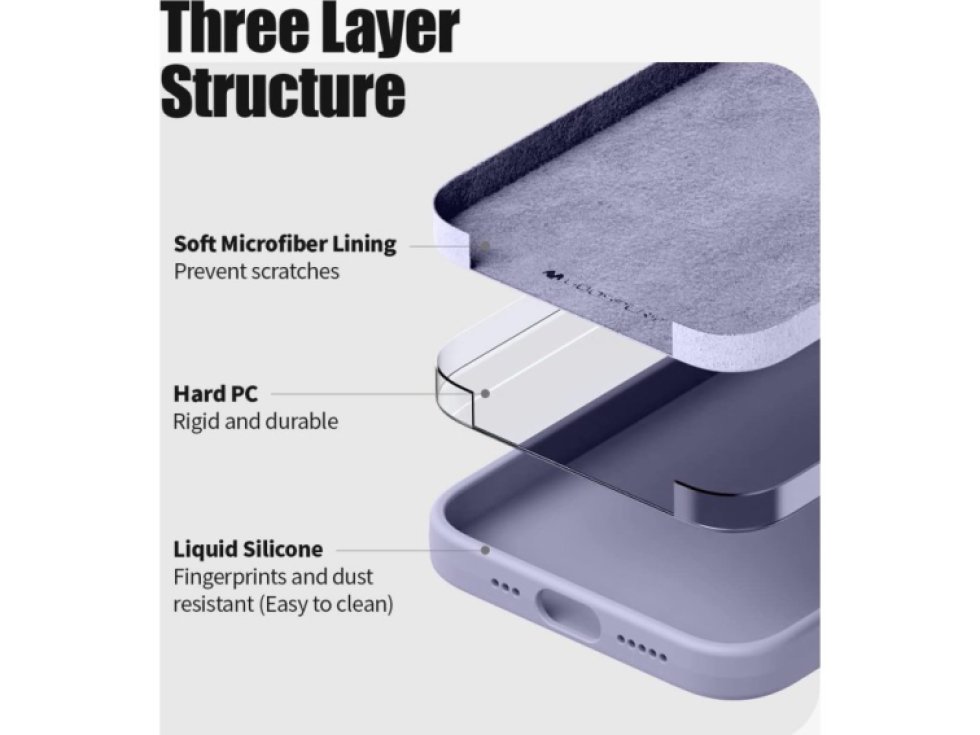 Ochranný kryt pro iPhone 14 - Mercury, Silicone Lavender Gray