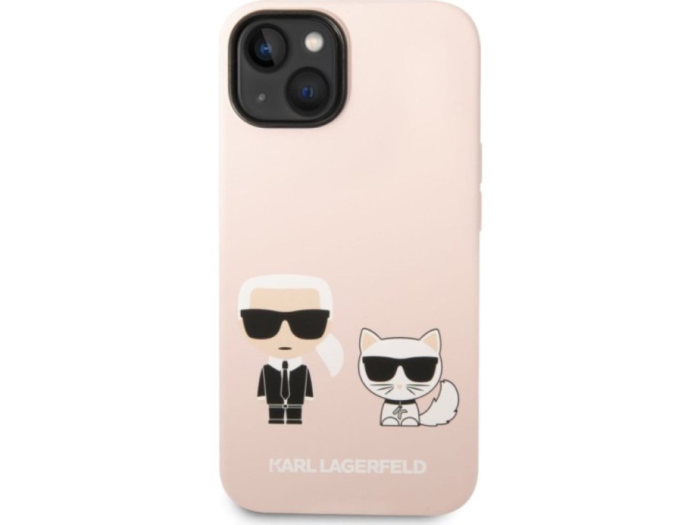 Ochranný kryt pro iPhone 14 PLUS - Karl Lagerfeld, Liquid Silicone Karl and Choupette Pink KLHCP14MSSKCI