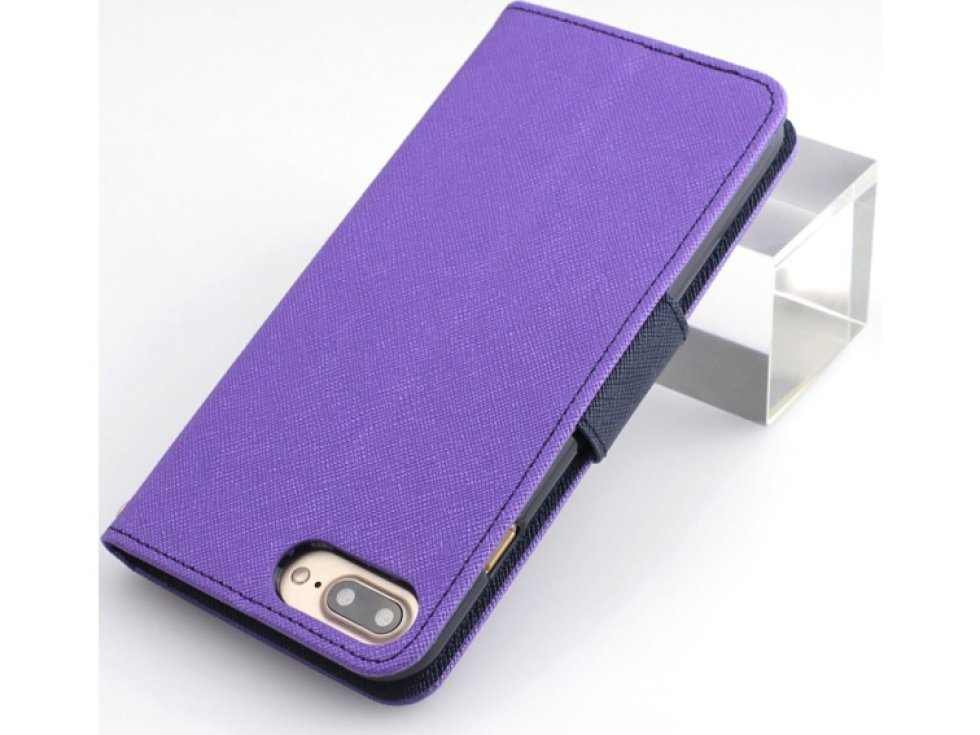 Pouzdro / kryt pro iPhone 7 Plus / 8 Plus - Mercury, Fancy Diary PURPLE/NAVY