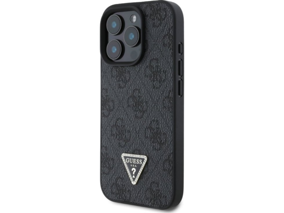 Ochranný kryt na iPhone 16 Pro MAX - Guess, 4G Strass Triangle Black GUHCP16XP4TDPK