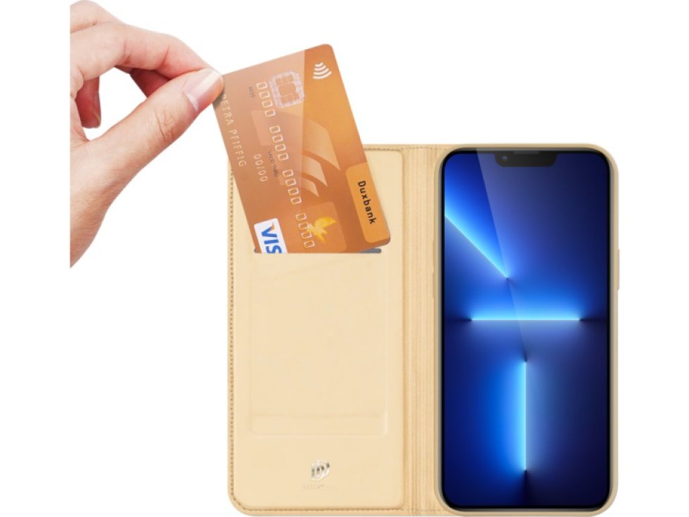 Knížkové pouzdro pro iPhone 13 Pro MAX - DuxDucis, SkinPro Gold