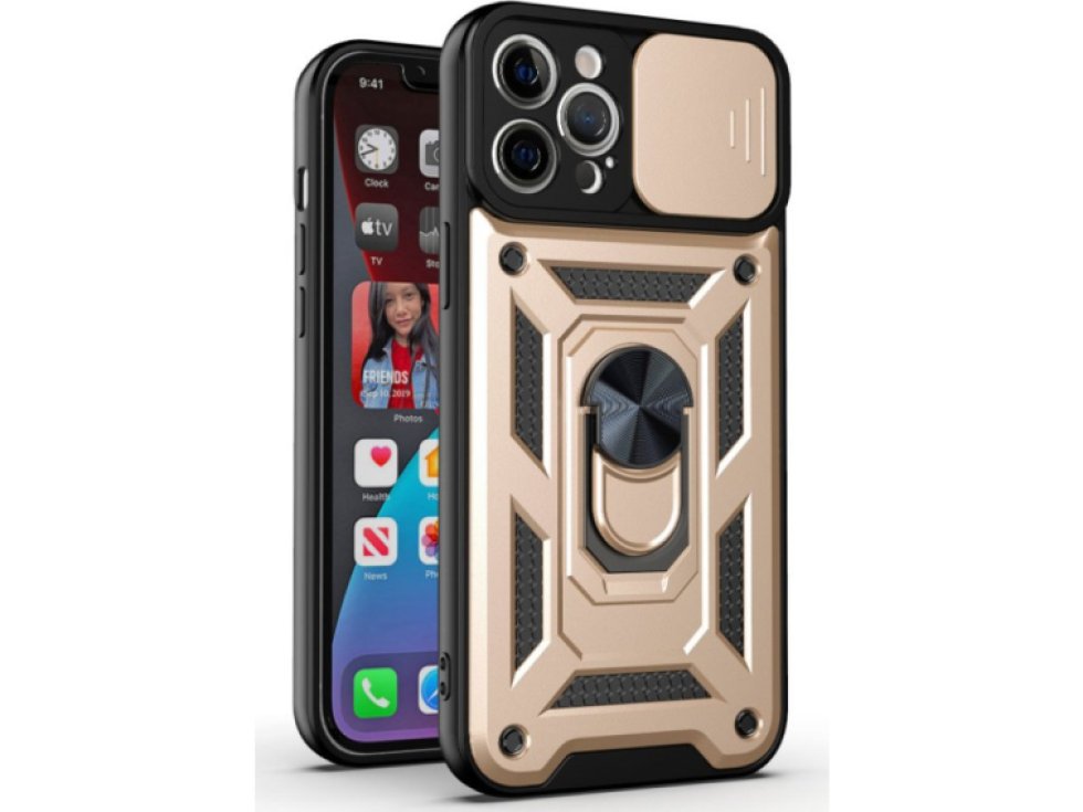 Ochranný kryt pro iPhone XR - Mercury, Camera Slide Gold