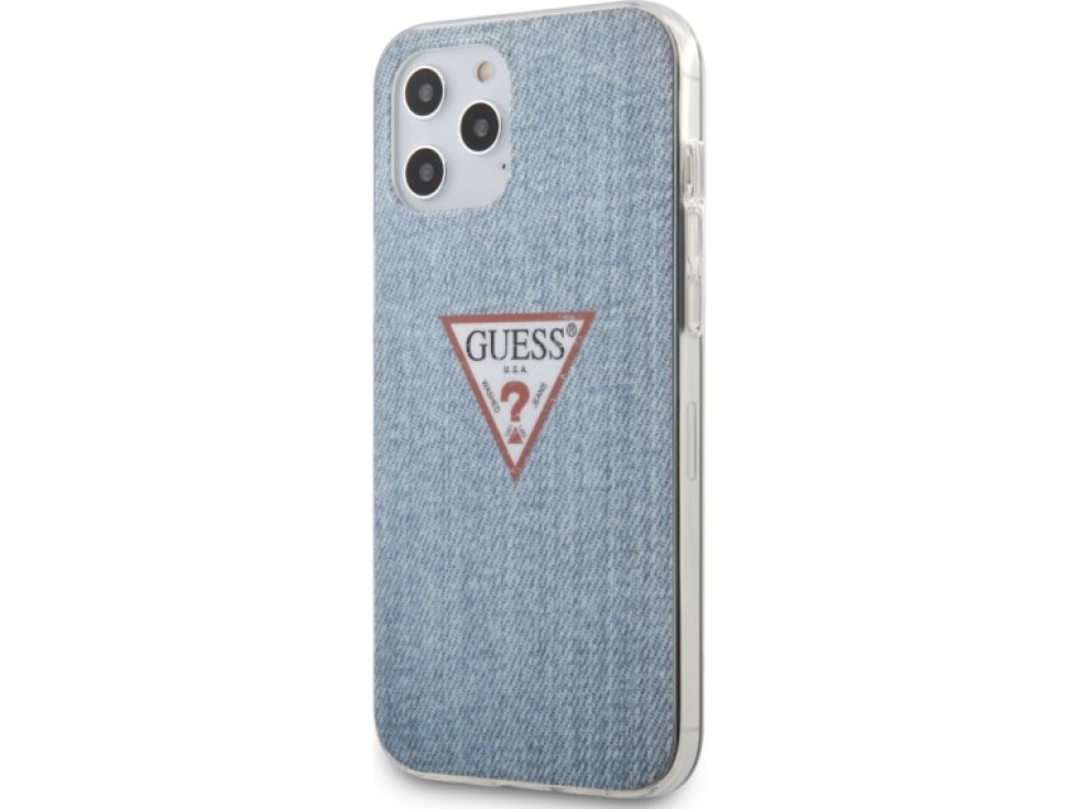 Ochranný kryt pro iPhone 12 Pro MAX - Guess, Denim Triangle Blue GUHCP12LPCUJULLB