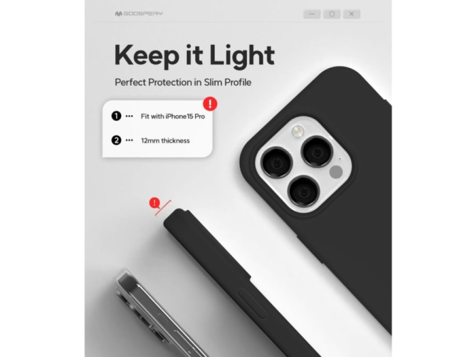 Ochranný kryt na iPhone 15 Pro - Mercury, Silicone Black