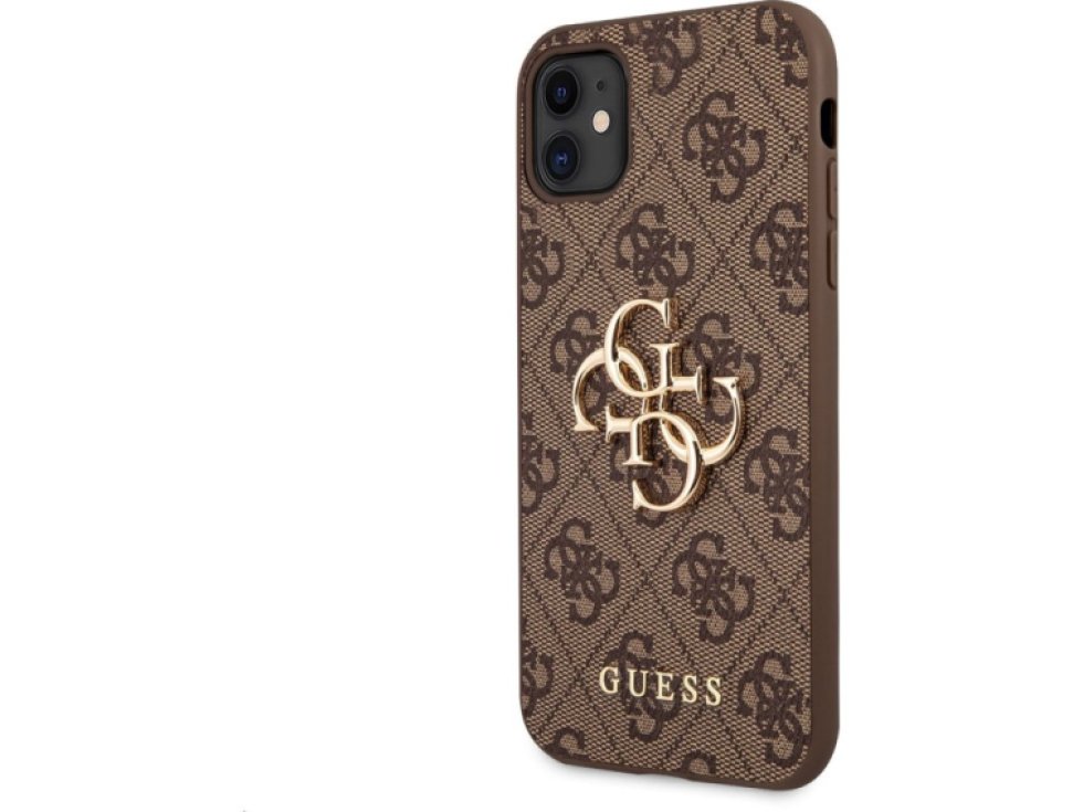 Ochranný kryt na iPhone 11 - Guess, 4G Logo Back Brown GUHCN614GMGBR