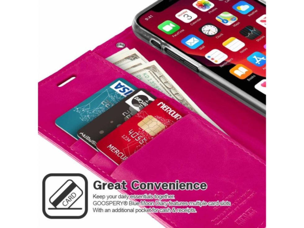 Pouzdro na iPhone 11 Pro MAX - Mercury, Bluemoon Diary HOTPINK