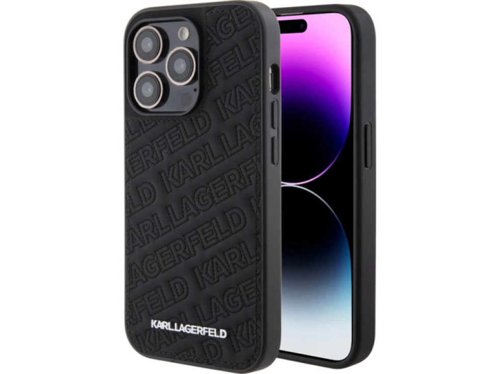 Ochranný kryt na iPhone 15 Pro MAX - Karl Lagerfeld, Quilted Pattern Black KLHCP15XPQKPMK