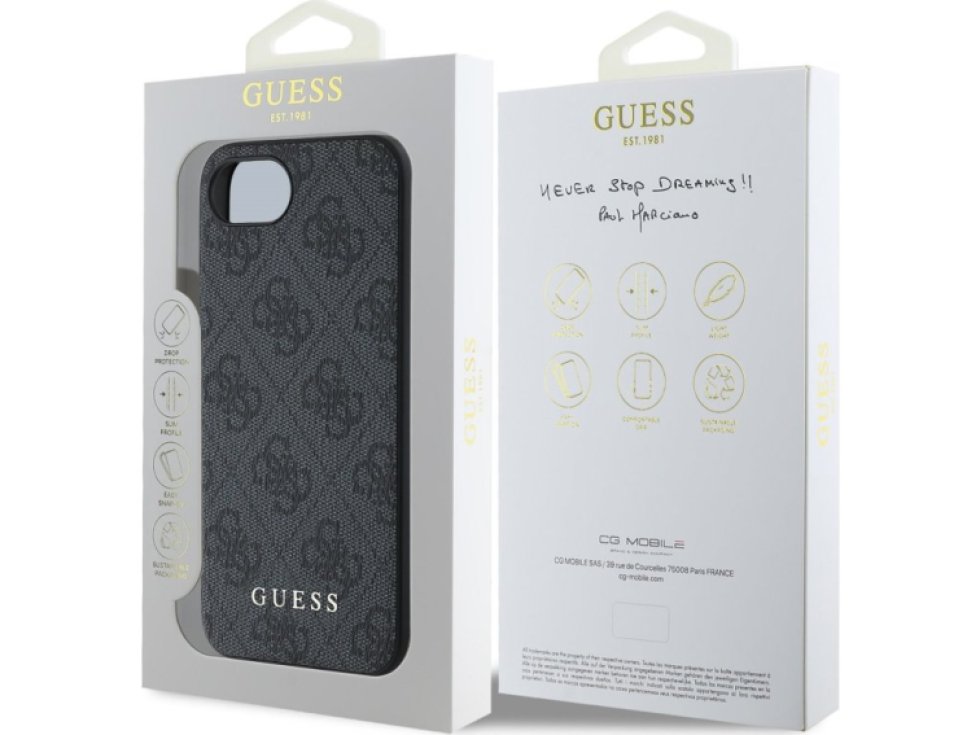 Ochranný kryt na iPhone 16e - Guess, 4G Charm Gray GUHCPSE4GF4GCK