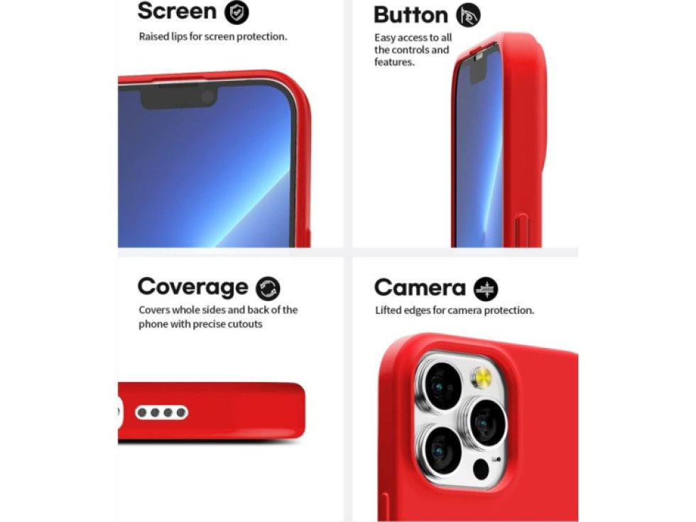 Ochranný kryt pro iPhone 13 Pro MAX - Mercury, Soft Feeling Red