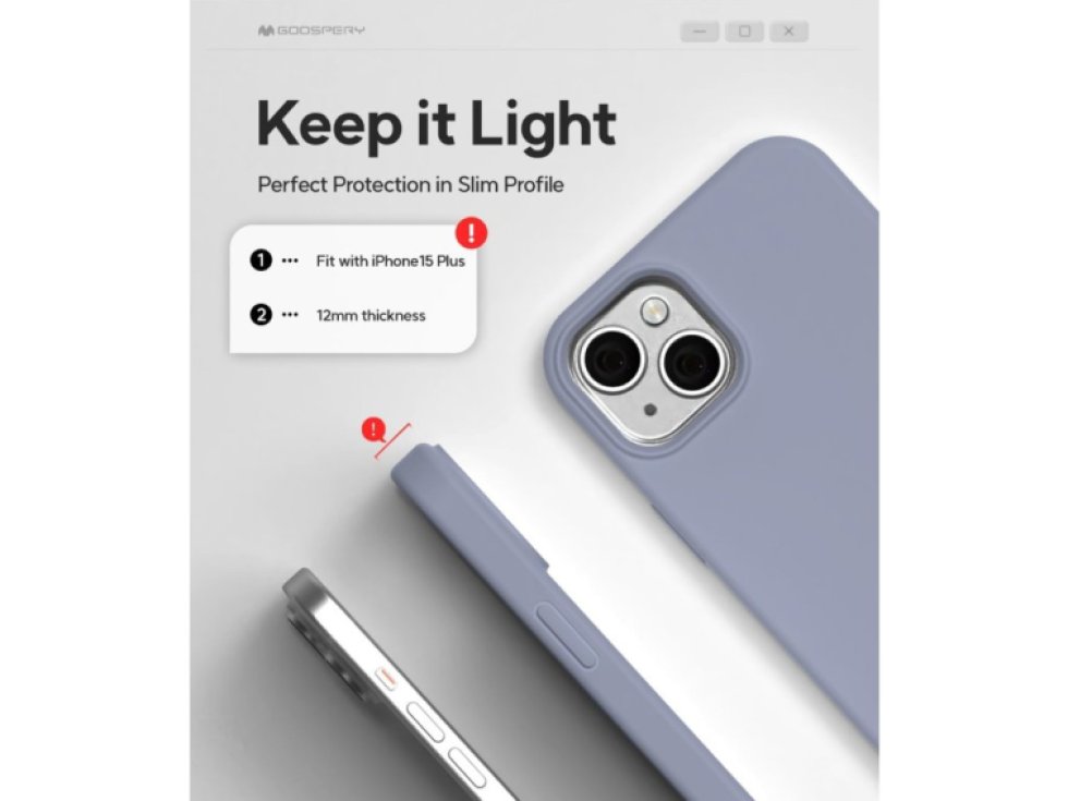 Ochranný kryt na iPhone 15 PLUS - Mercury, Silicone Lavender Gray