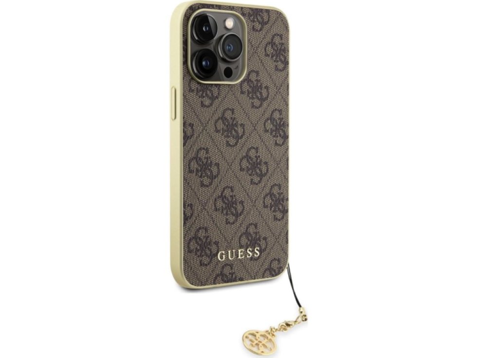 Ochranný kryt na iPhone 15 Pro MAX - Guess, 4G Charms Brown GUHCP15XGF4GBR