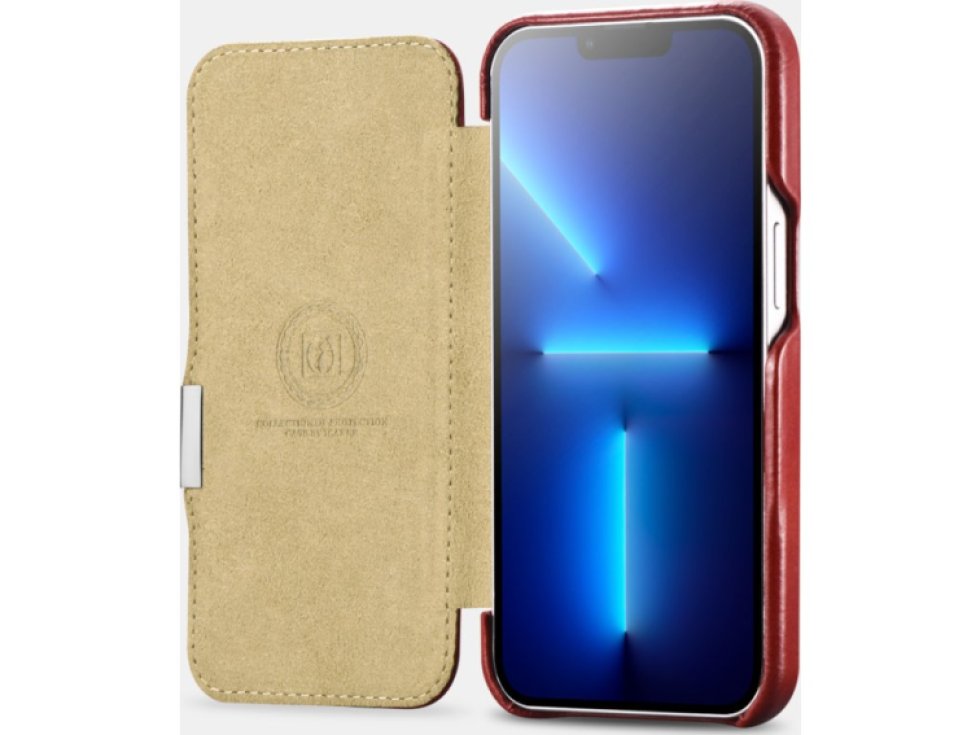 Knížkové pouzdro pro iPhone 13 mini - iCarer, Vintage Red 01.21.RIX1305-RD