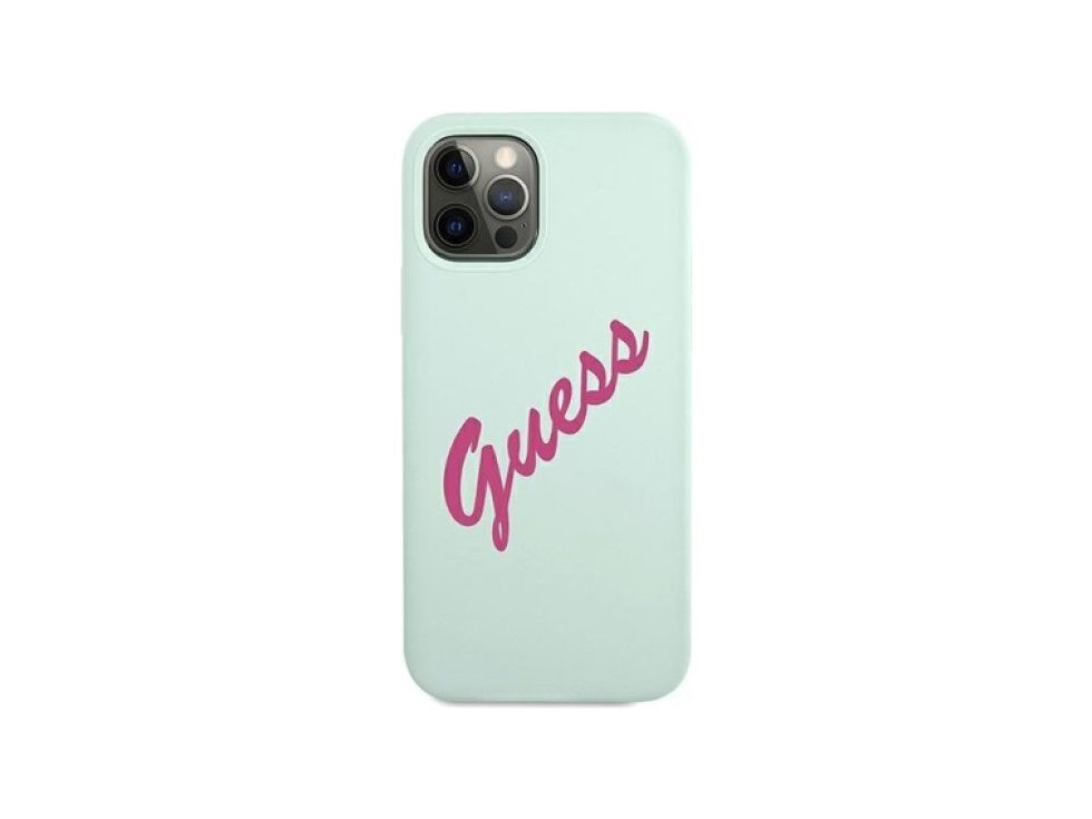 Ochranný kryt pro iPhone 12 / 12 Pro - Guess, Vintage Silicone Fuchsia GUHCP12MLSVSBF