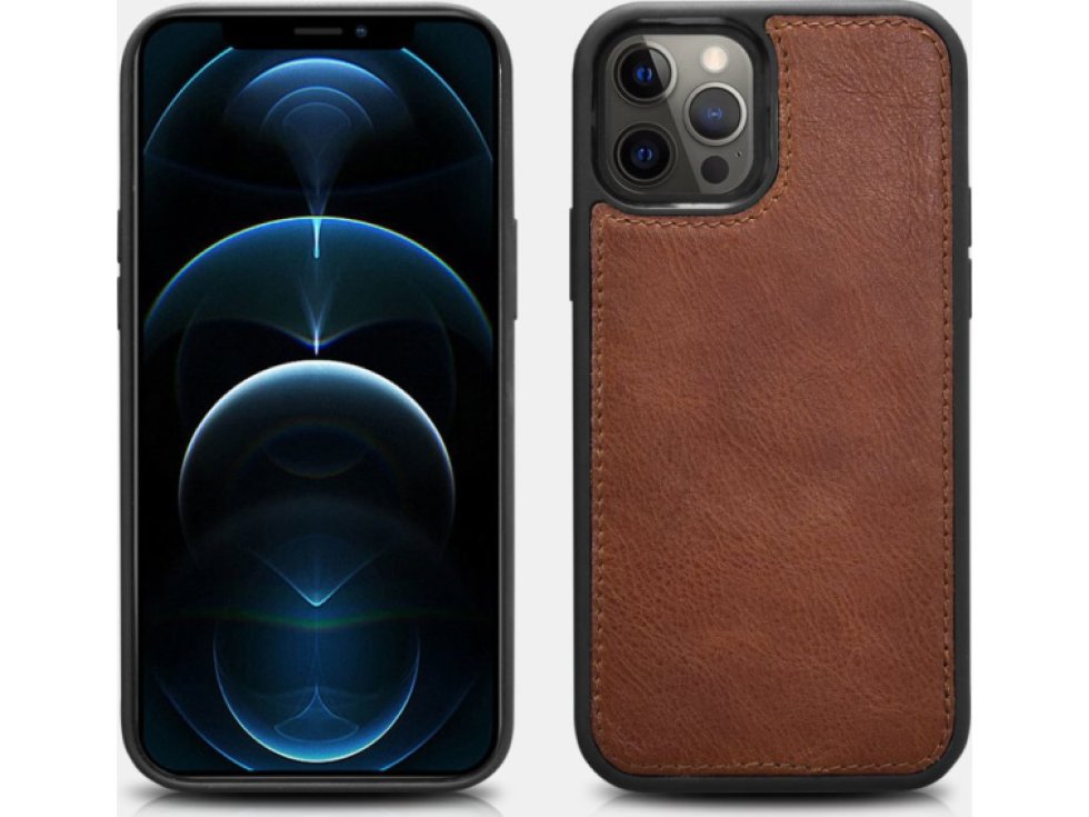 Kožené pouzdro na iPhone 12 Pro MAX - iCarer, Crazy Horse 2in1 with RFID Coffee 11.01.WMI1208-CO