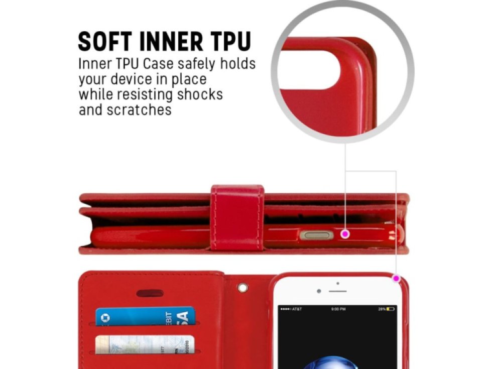 Pouzdro / kryt pro iPhone 7 / 8 / SE (2020/2022) - Mercury, Mansoor Diary Red