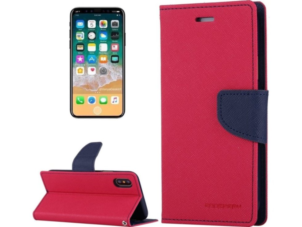 Pouzdro / kryt pro iPhone XS / X - Mercury, Fancy Diary HOTPINK/NAVY