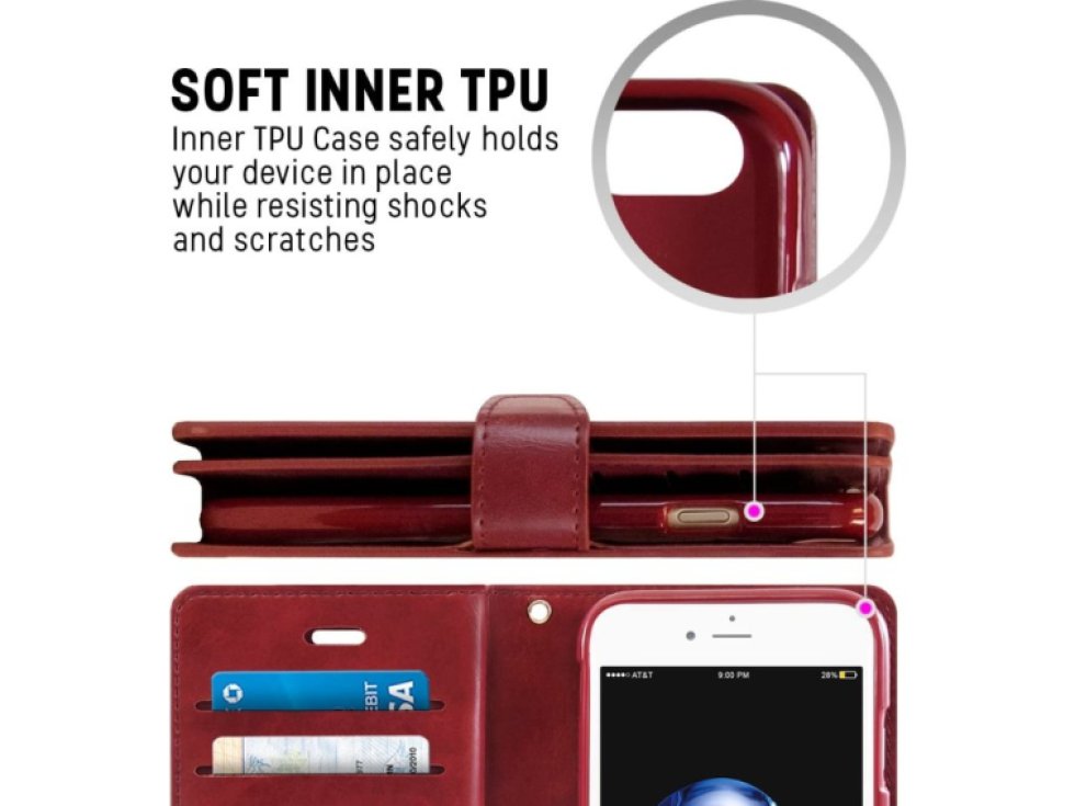 Pouzdro / kryt pro iPhone 7 / 8 / SE (2020/2022) - Mercury, Mansoor Diary Wine