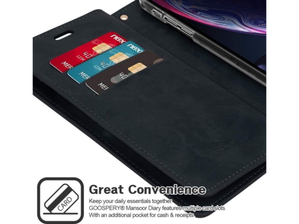 Knížkové pouzdro na iPhone XR - Mercury, Mansoor Diary Navy