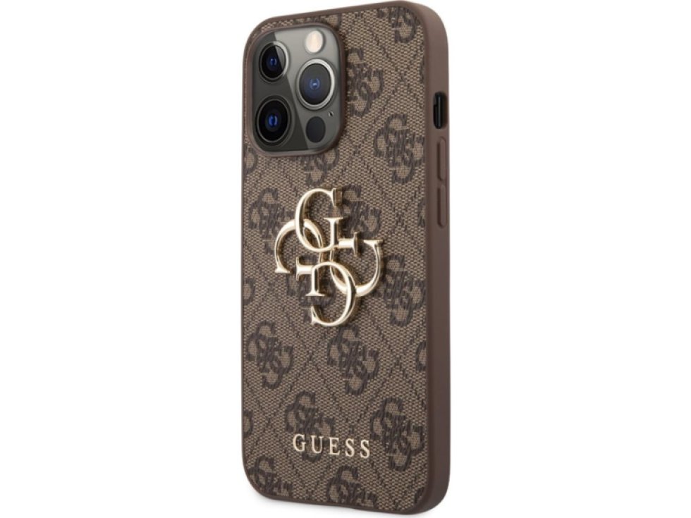 Ochranný kryt pro iPhone 13 Pro MAX - Guess, 4G Logo Back Brown GUHCP13X4GMGBR
