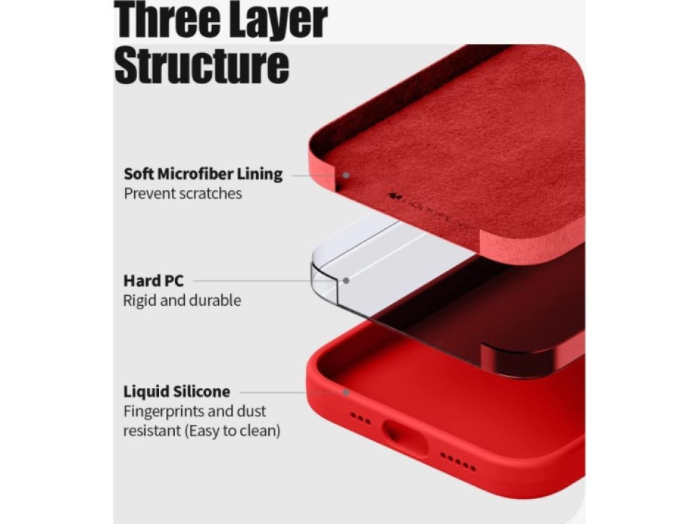 Ochranný kryt pro iPhone 14 - Mercury, Silicone Red